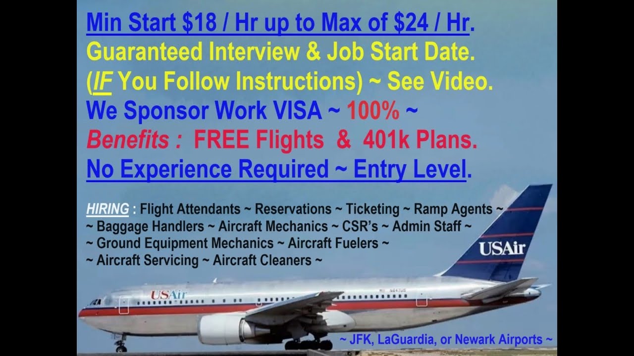 USAirLines NOW HIRING JFK, LaGuardia, & Newark Airports. Guaranteed