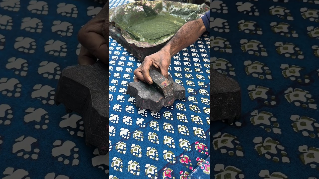 Blue floral block printing 