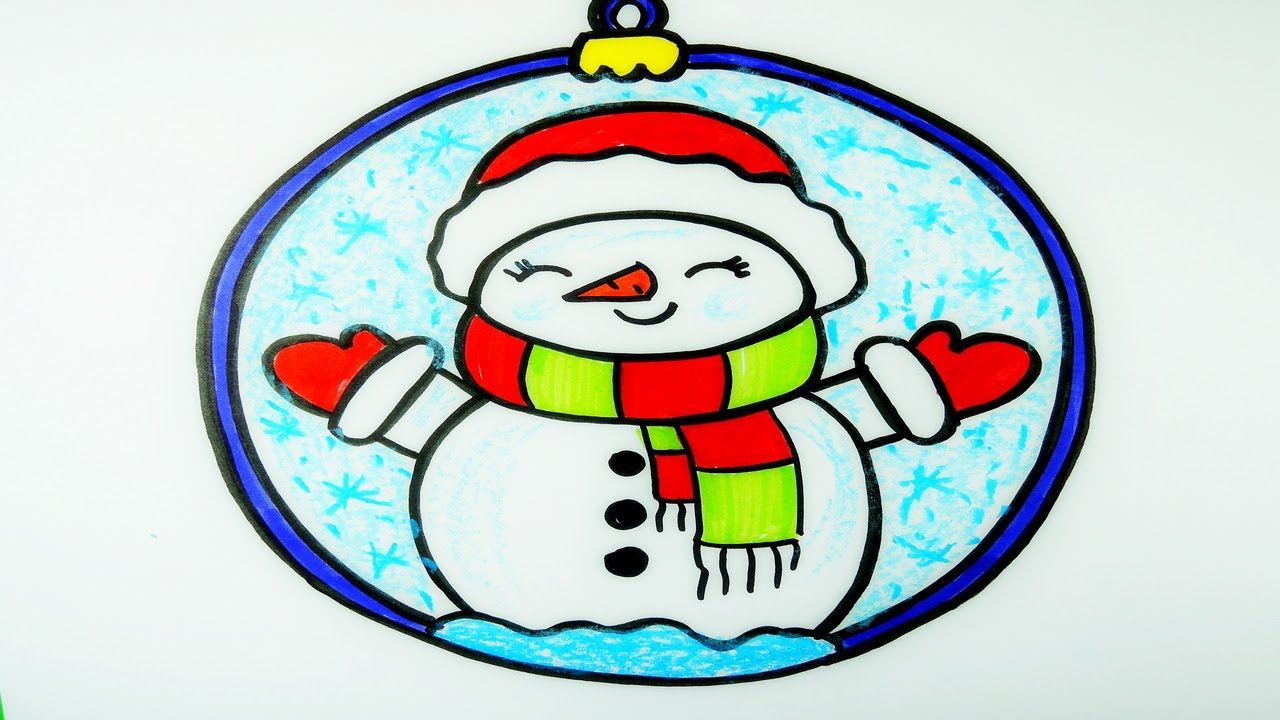 How to draw Snowman. Easy. Step by step. Drawing for kids. Як намалювати Сніговика.