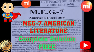 M.E.G.-7 American Literature/IGNOU Solved Assignment MEG-7 AMERICAN LITERATURE/M.E.G.-7 MA ENGLISH