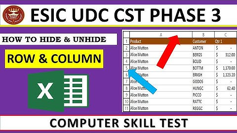 How to hide and unhide row and column headings in ms excel | ESIC UDC Computer skill test 2022