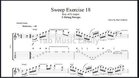 Sweeping Exercise:  Exercise 18 // Key of G major (5-String Sweeps)