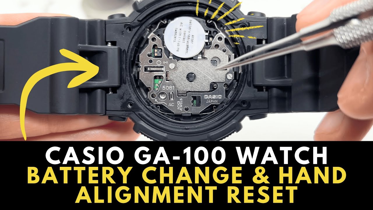 Casio G-Shock GA-100 Watch Battery Replacement + Hand Alignment