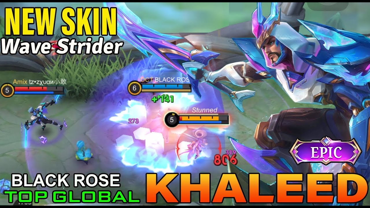 Wave Strider Khaleed New Epic Skin Gameplay - Top Global Khaleed By BLACK ROSE | Mobile Legends.