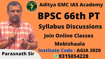 BPSC 66th PT Syllabus Discussions By Parasnath Sir | Aditya GMC  IAS Academy