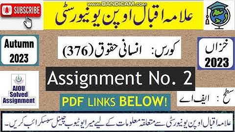 ⏩ AIOU Code 376 Solved Assignment No. 2 Autumn 2023 || Subject: Human Right || Level: FA/I.Com