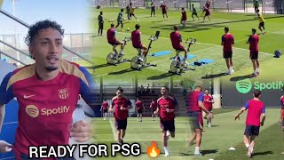 Ready for PSG 🔥, Barcelona crazy training to face PSG in Champions League 2nd leg 🔥, Raphinha...