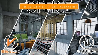 Office 4d interior fitout stages of construction (UE4)