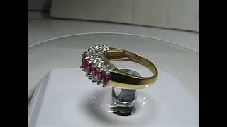 Famous 0.75CT Natural Ruby Diamond Wedding Band Cocktail Ring 14K Yellow Gold VideO Net Worth