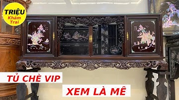 Tủ Chè Khảm Ốc Cảnh Đồng Quê Bệ Lèo Đục Ngũ Phúc Kênh Bong Đẹp Suất Sắc | Triệu Khảm Trai