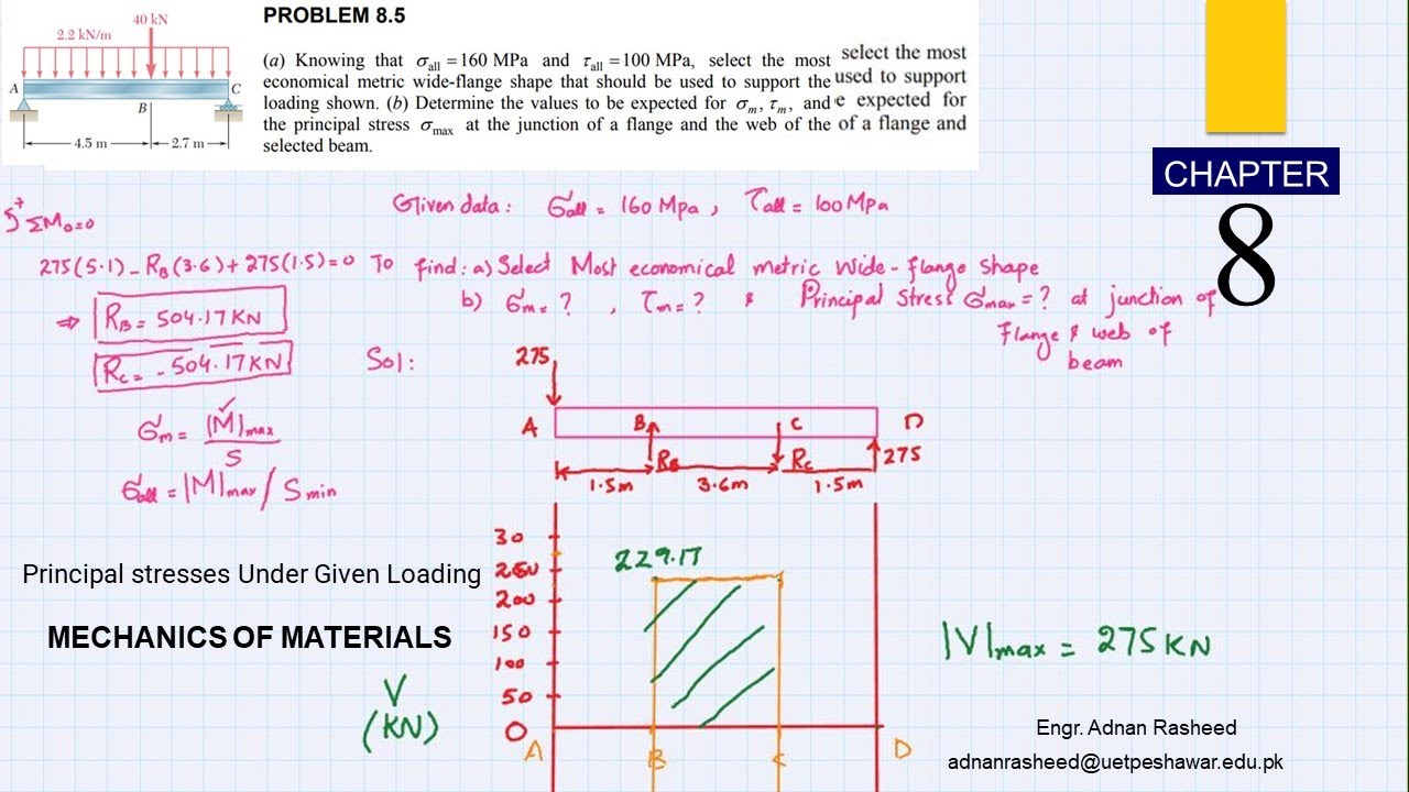 Problem 8.6 | Principal Stresses under Given Loading || MOM by Beer ...