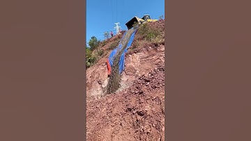 Transporting concrete from hillside to hillside - amazing video and satisfactory #shorts