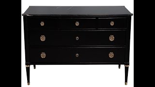 CM-3028 Antique Louis XVI French Marble Top Commode Chest