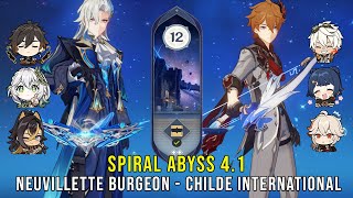 C0 Neuvillette Burgeon and C0 Childe International - Genshin Impact Abyss 4.1 - Floor 12 9 Stars