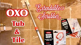 OXO GOOD GRIPS Extendable Tub & Tile Brush Review, Shower Tile Cleaner | How To Clean Your Shower