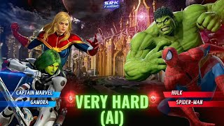Captain Marvel & Gamora VS Spiderman & Hulk (Very Hard AI) - Marvel VS Capcom Infinte