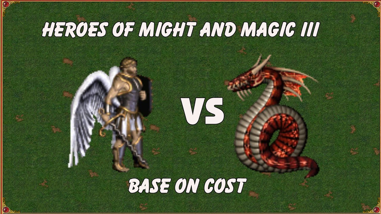 Heroes 3 Battle Archangels vs Haspids base on cost HoTA