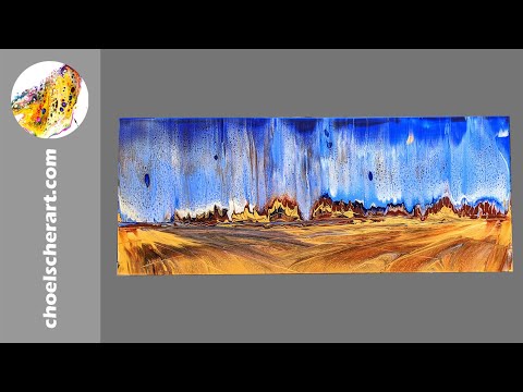 ⭐Abstract Landscape with an Acrylic Pour Swipe - For Sale!!⭐