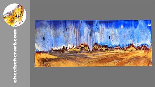 ⭐Abstract Landscape with an Acrylic Pour Swipe - For Sale!!⭐