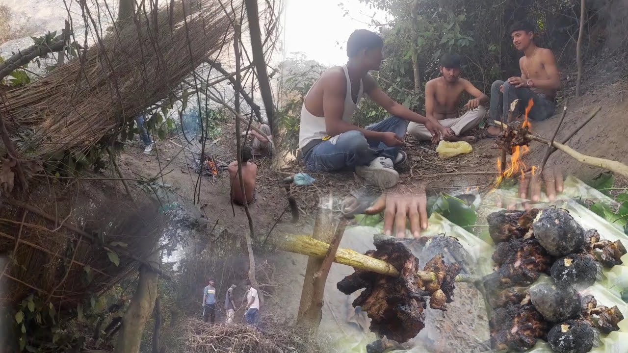 Survival life nepal, chicken  Cooking and eating jungle , Chicken cooking jungle 🐔