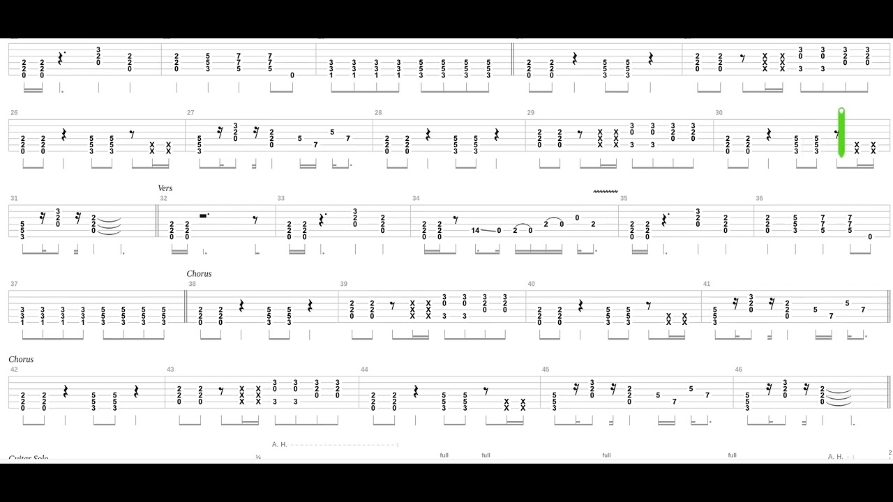 Cherry Pie Tab by Warrant + Guitar only + Guitar tab