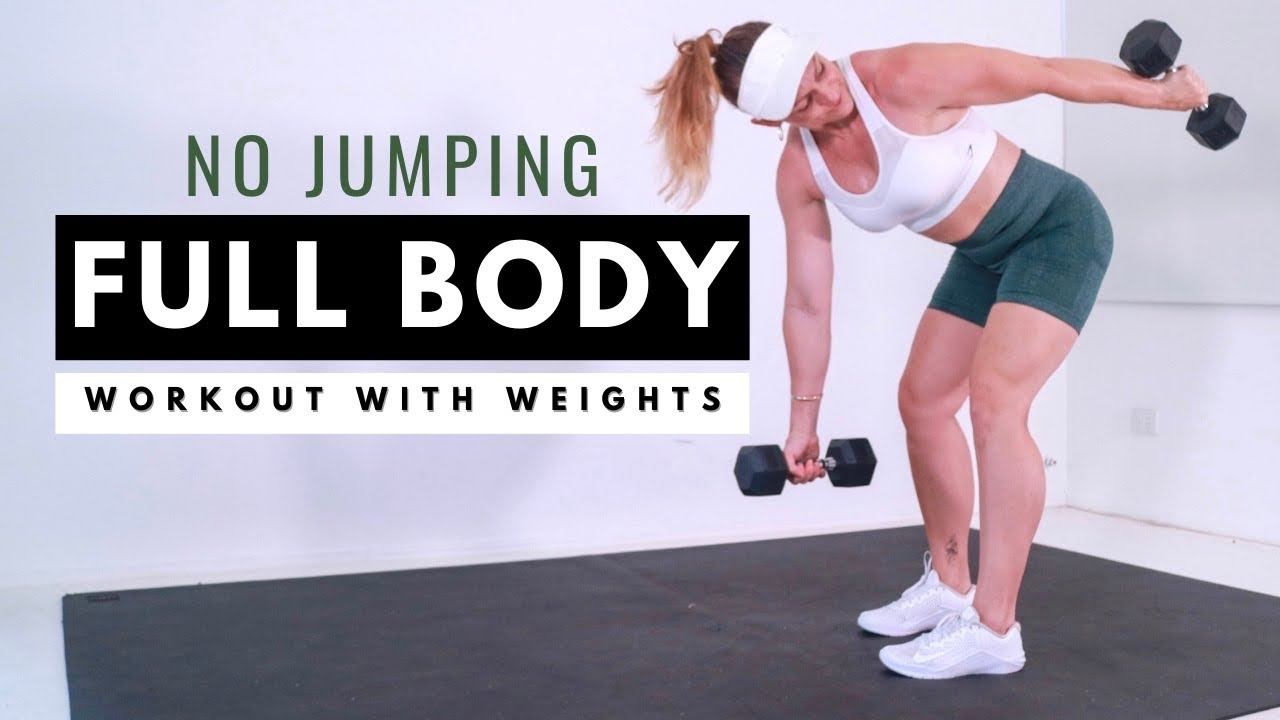 Full Body No Jumping Workout With Dumbbells Weight Training For Weight Loss Burn 455 Calories Youtube