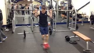 Barbell reactive lateral jumps