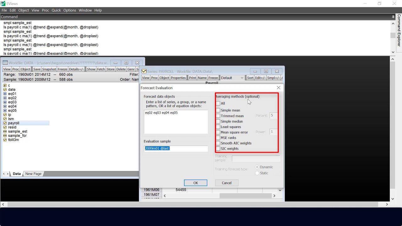 (4059) Forecast Evaluation - Eviews