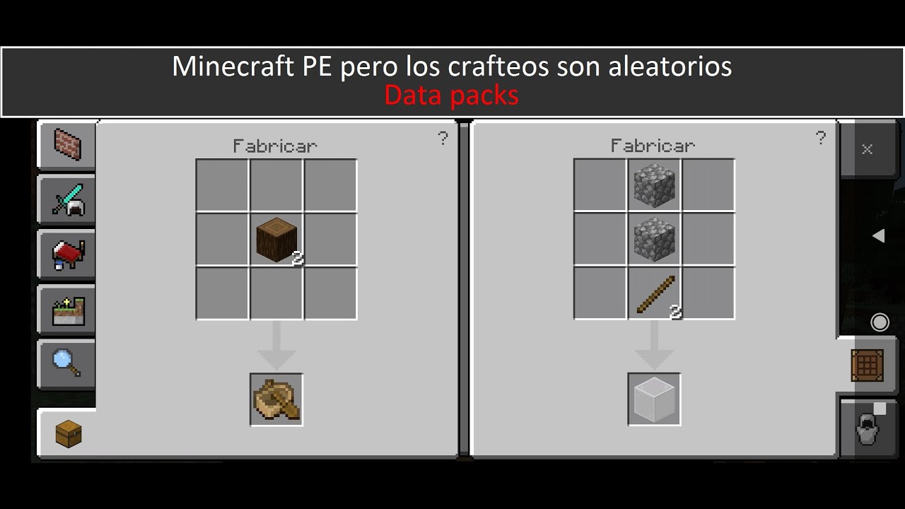 Minecraft pe pero los crafteos son aleatorios | data packs