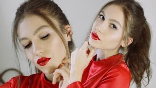 Yeni Yıl Makyajı | Kırmızı Simli Dudak