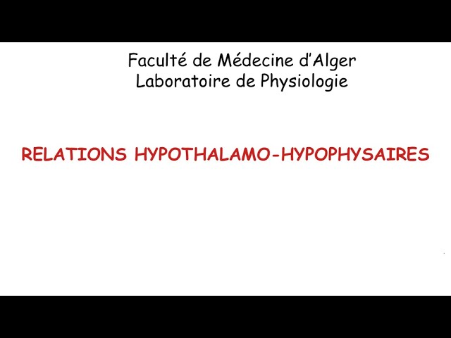 LES RELATIONS HYPOTHALAMO-HYPOPHYSAIRES