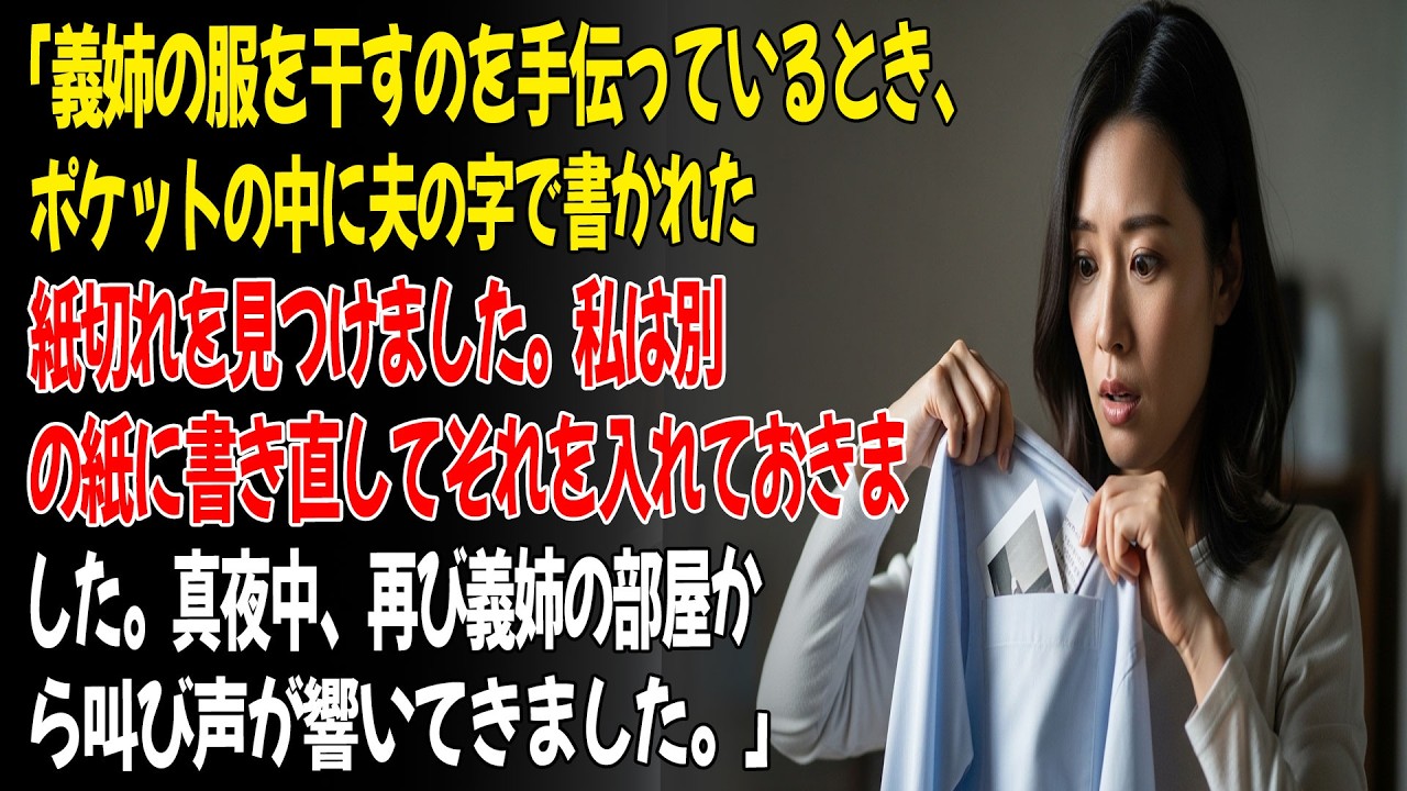 💕「義姉の洗濯物を干すのを手伝っているとき、夫の字で書かれた紙切れを見つけました。真夜中、義姉の部屋から叫び声が響いてきました。」😮...ㅣ黄昏恋ㅣ老後の物語ㅣ再婚