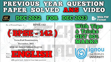 Bpse 142 Solved question paper dec 2022 for dec 23 in English | Bpse 142 Question Paper Dec 2023