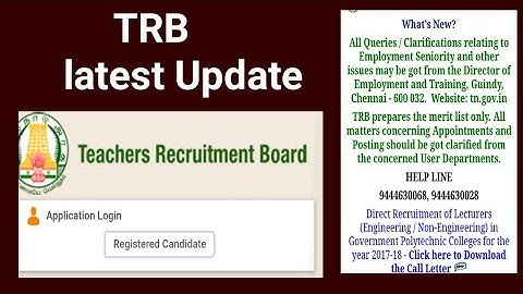 trb news today 2022/trb polytechnic latest news today/trb call letter 2022