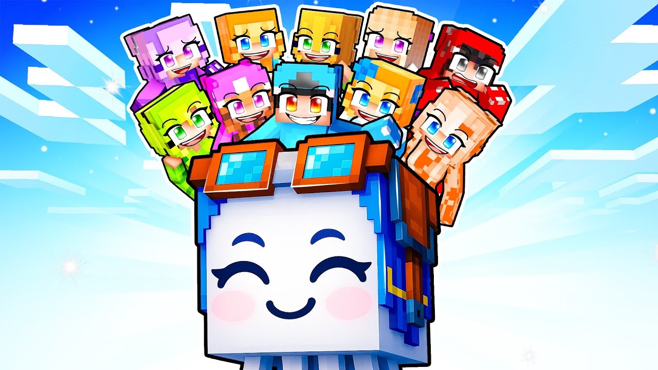 10 Friends on One HAPPY GHAST Block in Minecraft!