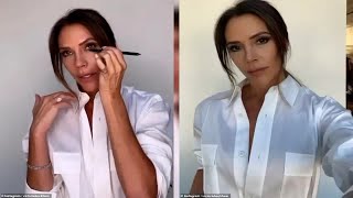 Victoria Beckham Goes Braless In A White Satin Shirt As She Gives A Glimpse Into Her Signature Makeu