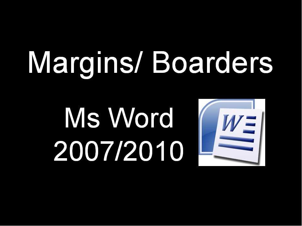 Borders / Margins - Ms Word 2007/2010/2015 - YouTube