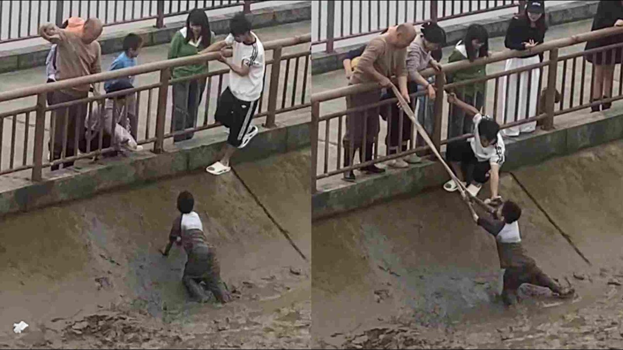 Boy Rescued After Getting Stuck in Deep Mud - YouTube