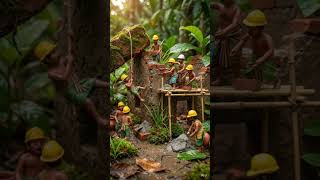 Mini Workers Build a Jungle House 🏗️🌿 | Satisfying Tiny Construction (AI Video)