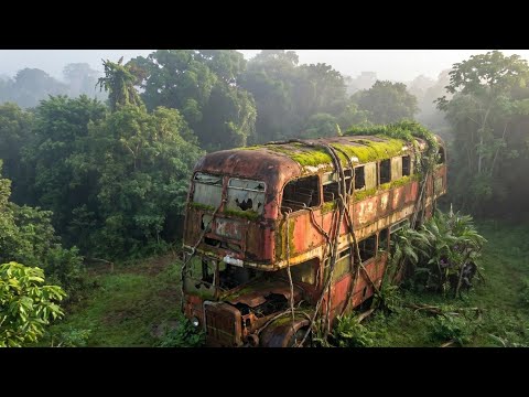 Abandoned 1950s Double‑Decker Bus Transformed into a Luxury Off‑Grid Jungle Retreat | ASMR Restored