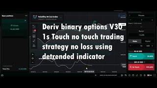 Deriv binary options V30 1s Touch no touch trading strategy no loss using detrended indicator
