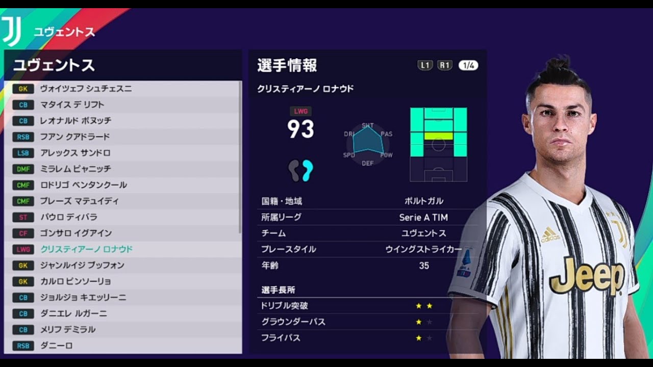 ユベントス フェイス ウイイレ21 Pes21 Juventus Face Youtube