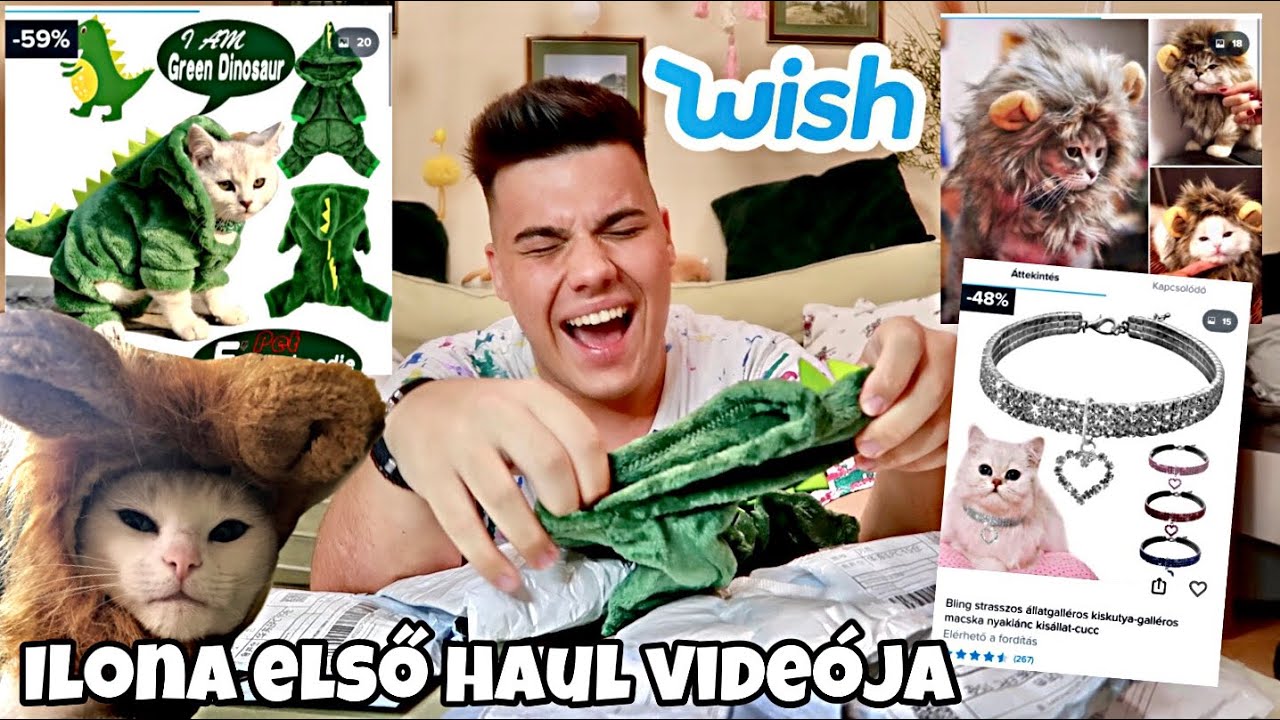 WISH-ről RENDELTEM RUHÁKAT A MACSKÁMNAK! 😱 | Ilona első HAUL videója😻