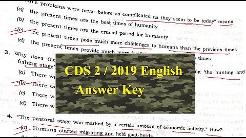 CDS 2 / 2019 English Answer Key