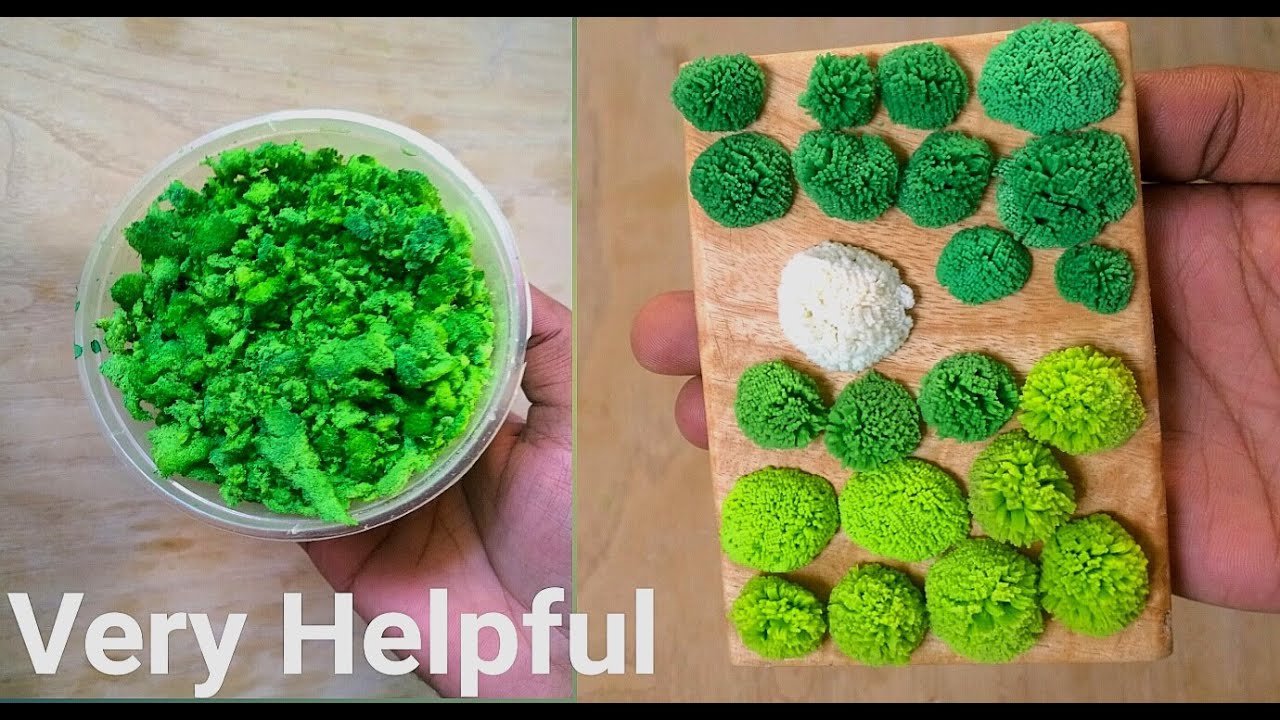 How to Make Moss | Two ways of Making Artificial Grass for Crafts - YouTube