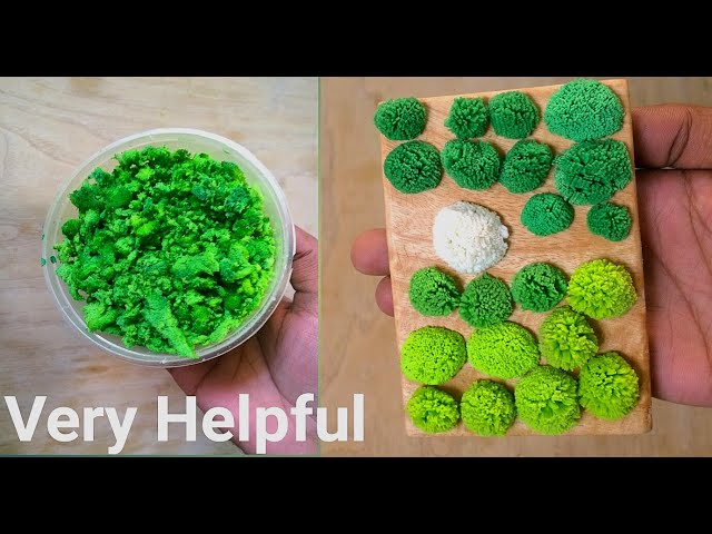 How to Make Moss  Two ways of Making Artificial Grass for Crafts 