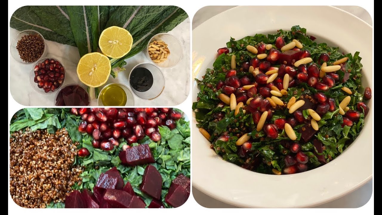 سلطة ذات قيمة غذائية عالية، سلطة كيل بالشمندر والكينوا | Kale Salad with beetroot and Quinoa