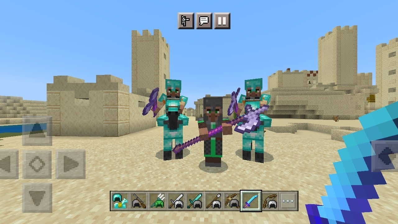 Villagers knight Protecting the villages MOD in Minecraft PE YouTube