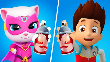 Talking Tom Cat vs Paw Patrol Ryder Run, Talking Tom Hero Dash Gameplay, My Talking Tom Friends Game