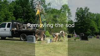 Local Maine Granite Bench installation in a cemetery